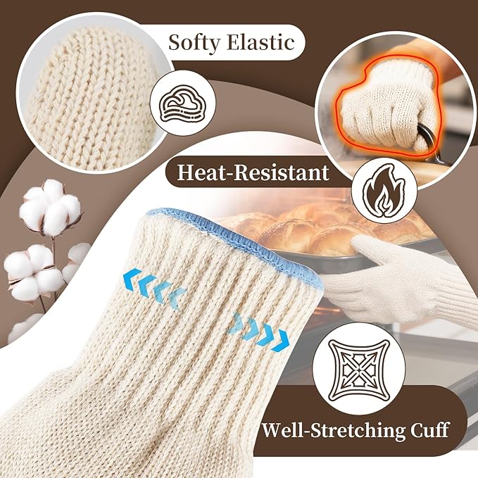 Hovico Heat Resistant Oven Gloves, Ove Glove BBQ Gloves Heat Resistant Cooking - Image 5