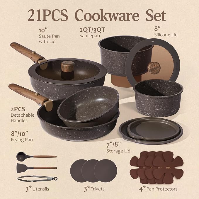 CAROTE 21PCS Pots and Pans Set Non Stick - Image 2