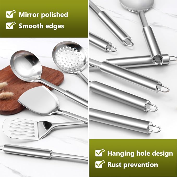 E-far Cooking Utensils Set, 10-Piece Stainless Steel Kitchen Utensils - Image 8