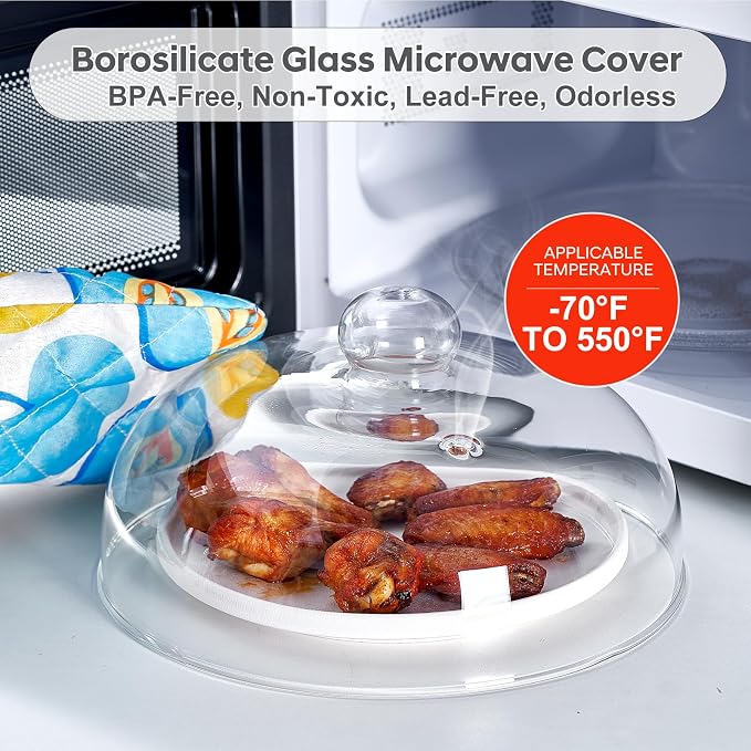 10 Inch Borosilicate Glass Microwave Splatter Cover - Image 2