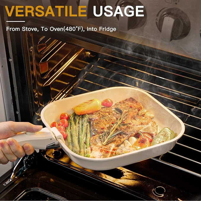 Astercook 23 Pcs Pots and Pans Set Non Stick, Ceramic Cookware Set Detachable - Image 3