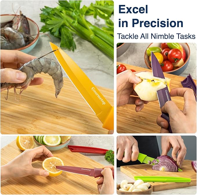 Gourmetop Paring Knife with Cover, Paring Knives Set of 4, 3.8" Paring Knife - Image 5