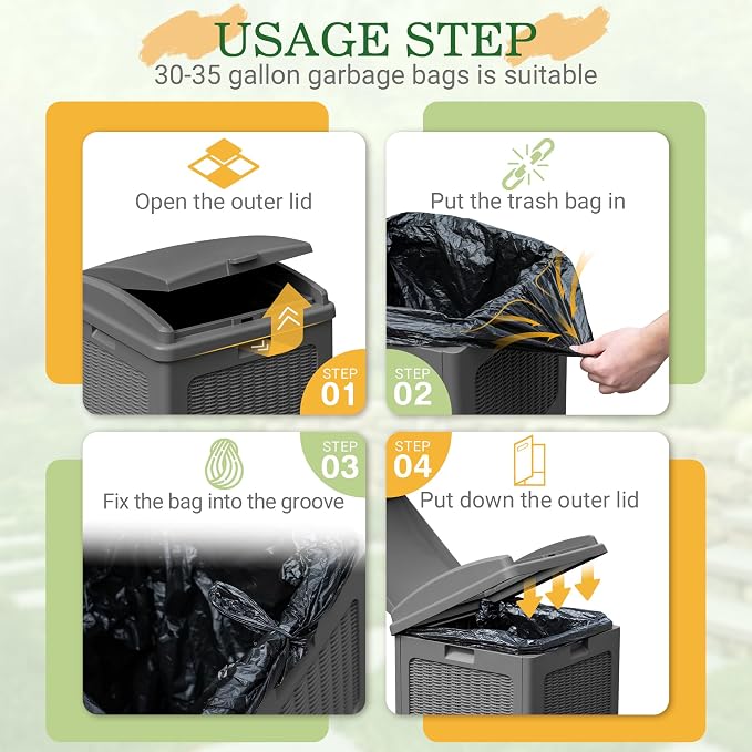 Greesum 33 Gallon Outdoor Trash Can - Image 2