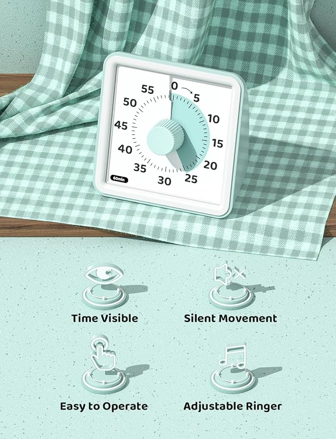 LIORQUE Visual Timer for Kids, 60-Minute Countdown Timers for Classroom Office - Image 6