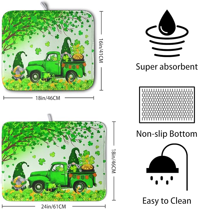 St Patricks Day Shamrock Drying Mat - Image 2
