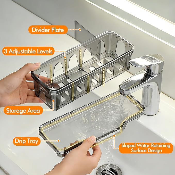 Kitchen Sink Sponge Holder, Sink Caddy Organizer - Image 3