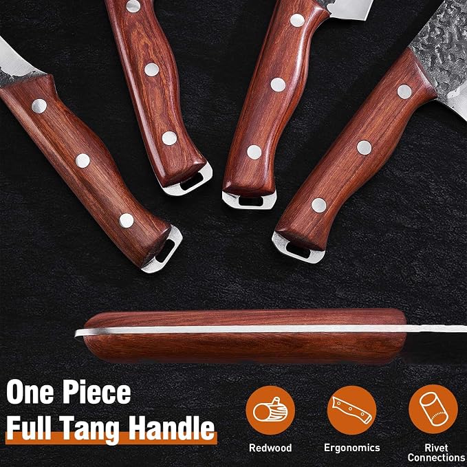 Naitesen 4PCS Butcher Knife and Kitchen Knife Set, Hand Forged Very Sharp - Image 6
