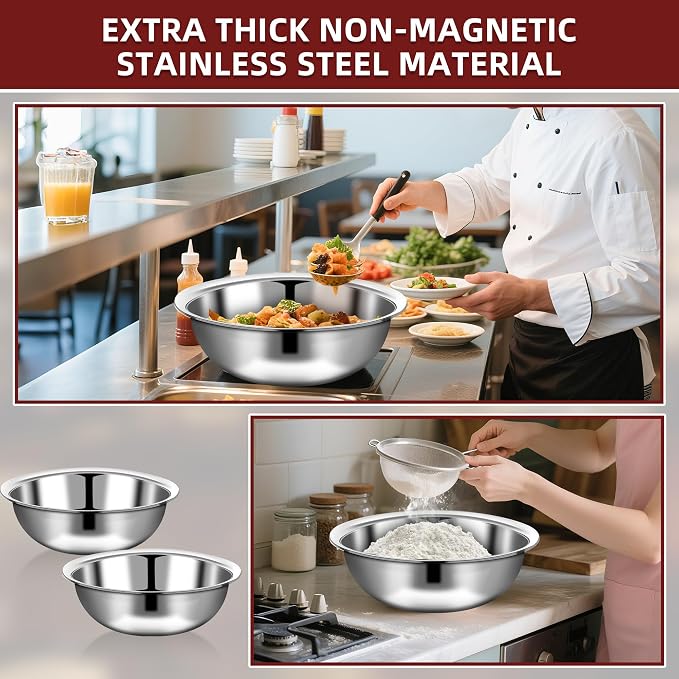 10 Pcs Stainless Steel Mixing Bowls Metal Mixing Bowls Extra Large Basin Salad - Image 6