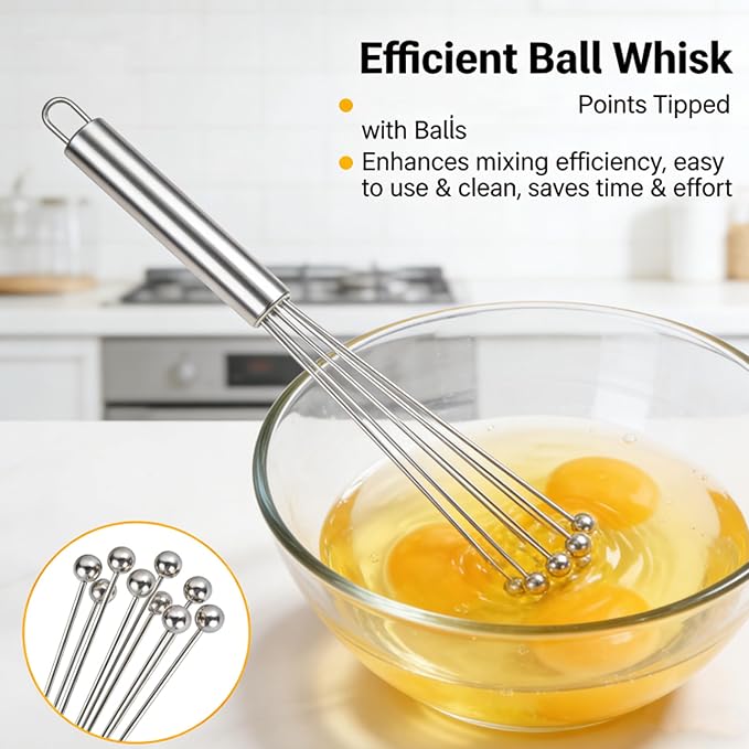 Whisk Set, Stainless Steel Ball Whisk Kitchen Tools Ideal - Image 7