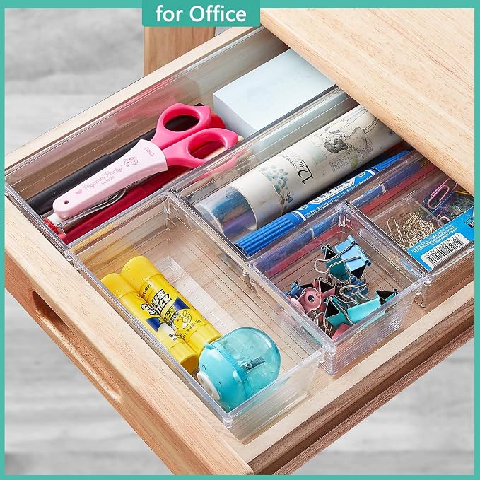 DCA 6 Pack Clear Drawer Organizer, Acrylic Drawer Storage Trays, Storage Bins - Image 4