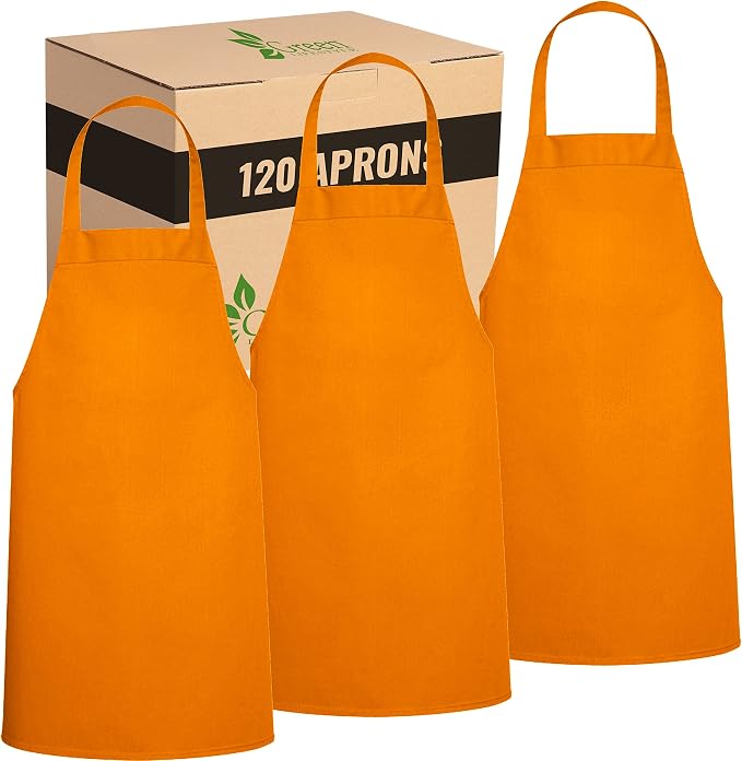 GREEN LIFESTYLE 120 Pack Professional Chef Apron – Grilling Aprons by GreenLifeStyle