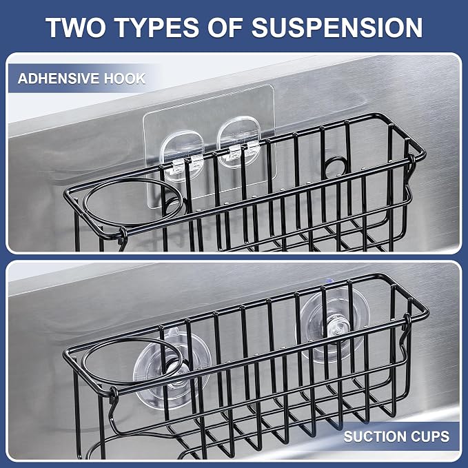 3-In-1 Sponge Holder for Kitchen Sink, 2 Type Suspension Options, Hanging Sink - Image 2