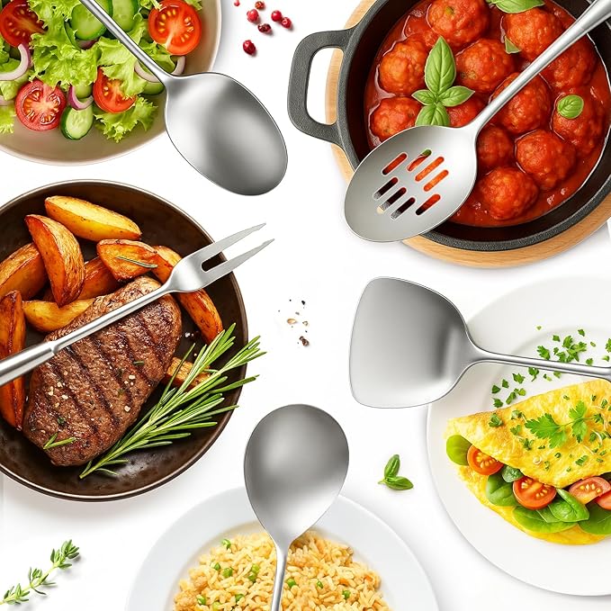 Newness 11 Pcs Cooking Utensils Set, 304 Stainless Steel Kitchen Utensils Set - Image 8