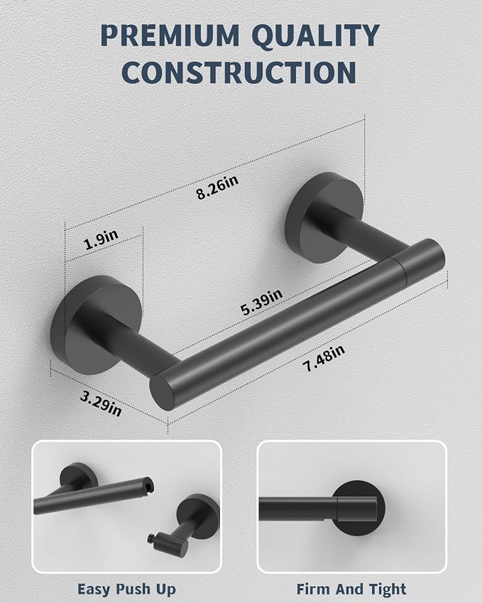 RARXTR Matte Black Toilet Paper Holder SUS304 Stainless Steel Double Post - Image 3