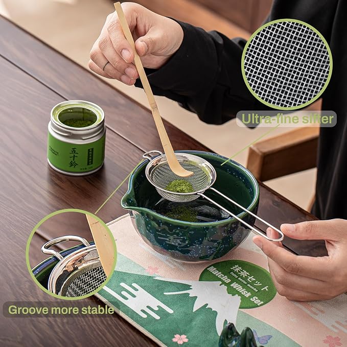 Clay&Fire Matcha Whisk Set，9 Pcs Ceramic Matcha Set, 15 OZ Matcha Bowl - Image 3