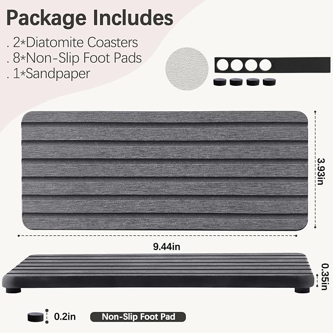 NiuYichee 2 PCS Water Absorbent diatomite Coasters, 9.5" x 4" Water Absorbing - Image 2