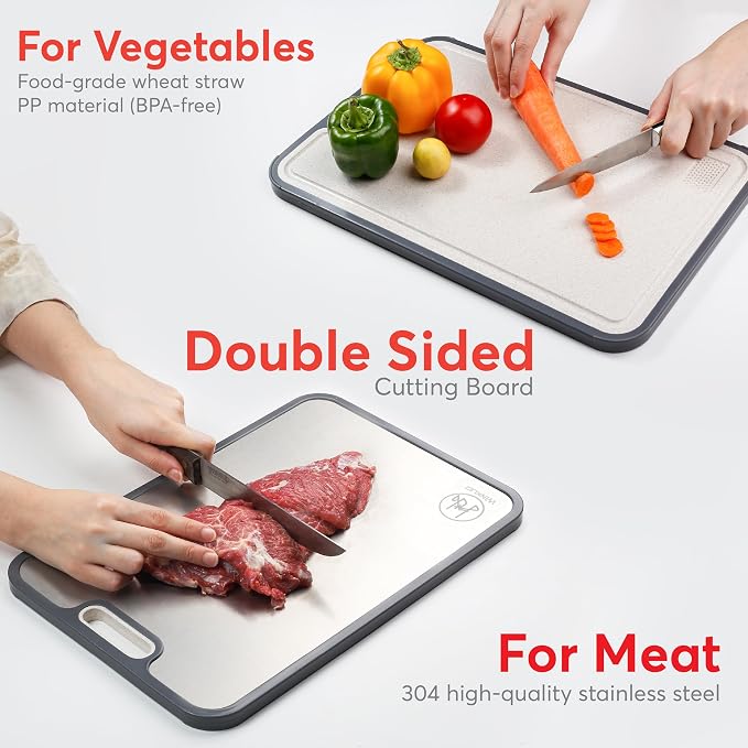 3 in 1 Titanium Cutting Board for Kitchen – Large 16”×11” Double-Sided Food - Image 4