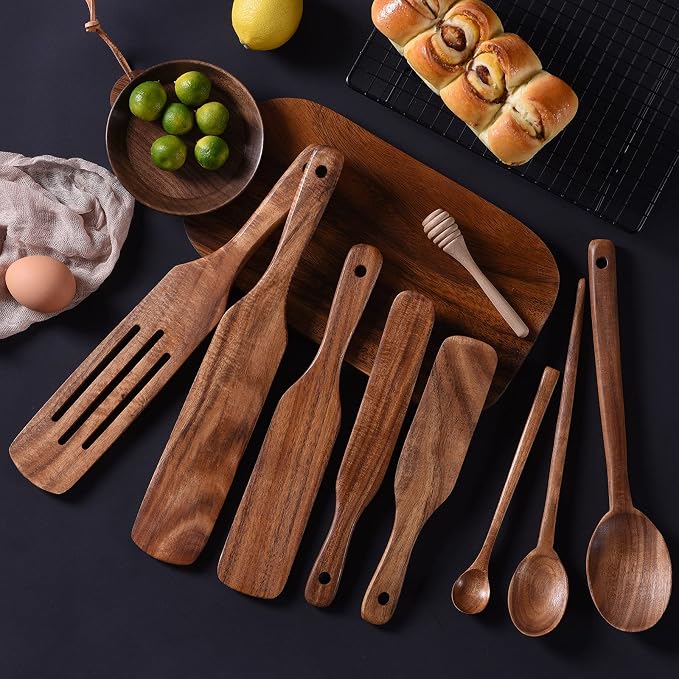 Spurtle Set, Wooden Spurtle Set of 9, Wooden Spoons - Image 2
