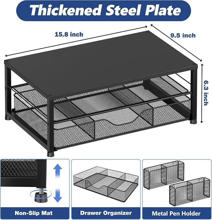 OPNICE Desk Organizer and Accessories, 2-Tier Computer Monitor Stand Riser - Image 7