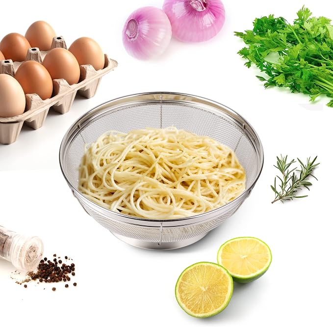 3 Pack Strainers for Kitchen, 18/8 Stainless Steel Colander, Fine Mesh Strainer - Image 7
