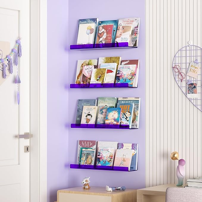 upsimples Acrylic Shelves for Wall Decor, Living Room, Floating Bookshelves for - Image 4