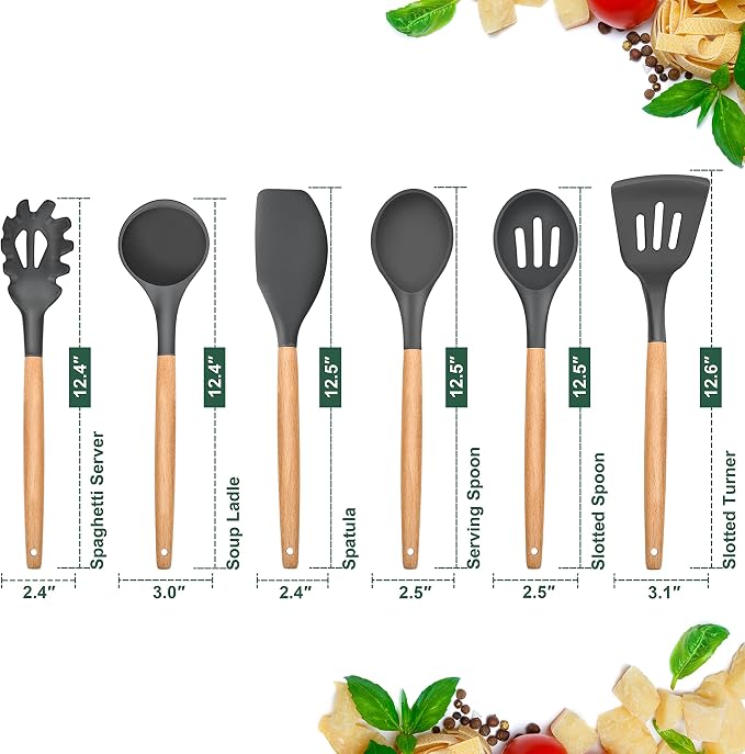 E-far Cooking Utensils Set of 6, Silicone Kitchen Utensils - Image 2