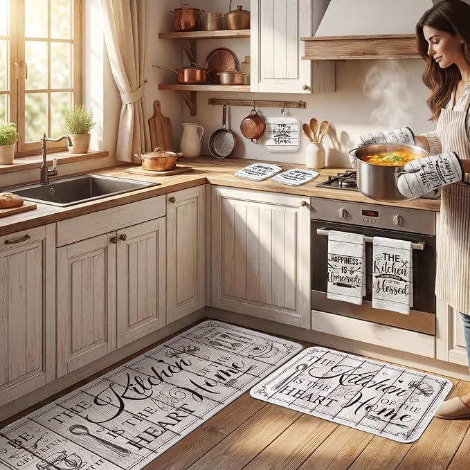 Fourluoo 10 Pcs Farmhouse Kitchen Decor and Accessories Set 4 Kitchen Towels 2 - Image 4