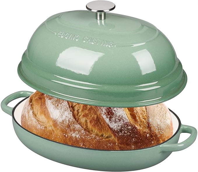 EDGING CASTING Enameled Oval Cast Iron Dutch Oven Pot by EDGINGCOOKWARE
