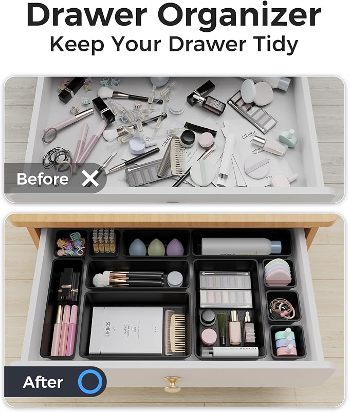 BiuLeon 25 PCS Plastic Drawer Organizers Set, 4-Sizes Vanity and Makeup - Image 4