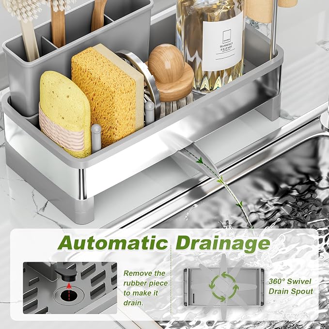 Ewaiira Stainless Steel Sink Caddy, Sponge Holder - Image 5