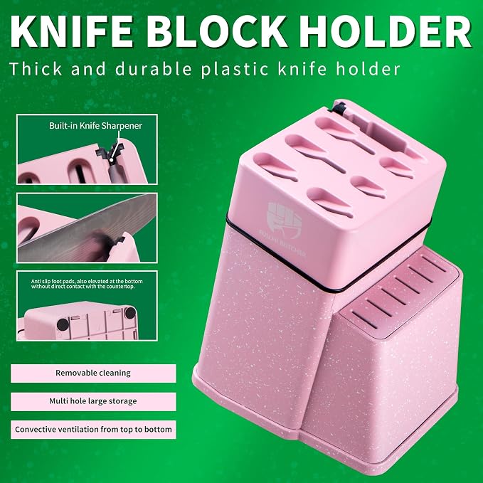 FULLHI 14pcs Block Knife Set, Chef's Knife Steak Knives Set - Image 5