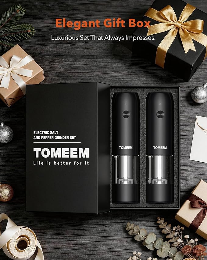 TOMEEM Electric Salt and Pepper Grinder Set - Image 7
