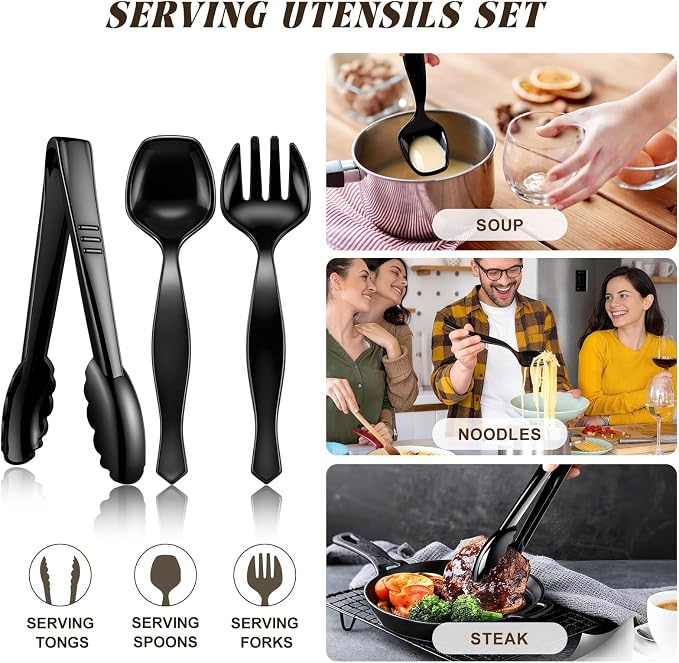 Mwellewm 18Pcs Serving Utensils, 8.5'' Plastic Serving Utensils Set, Disposable - Image 8