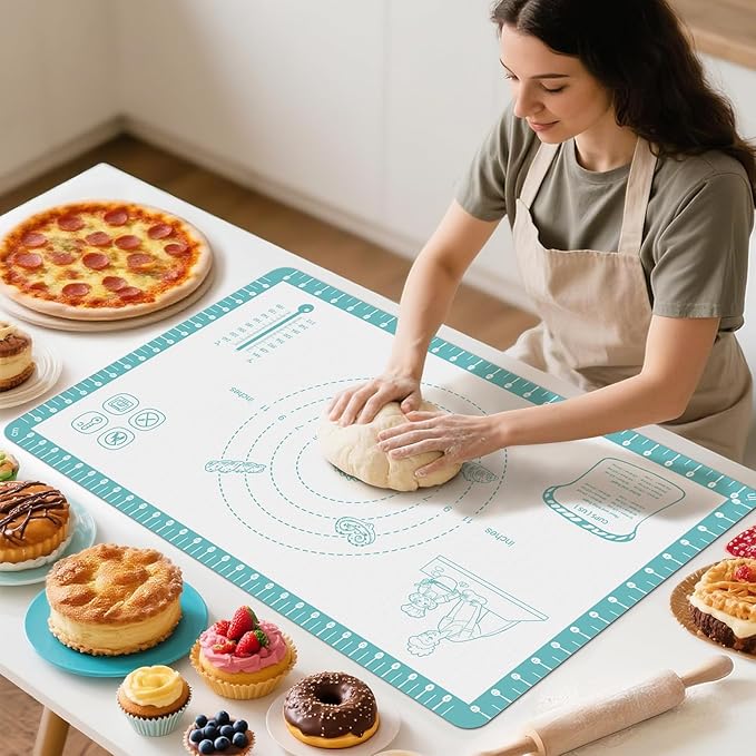 Non Stick Pastry Mat with 10 Quick Recipes, Silicone Dough Mat by Bredominant