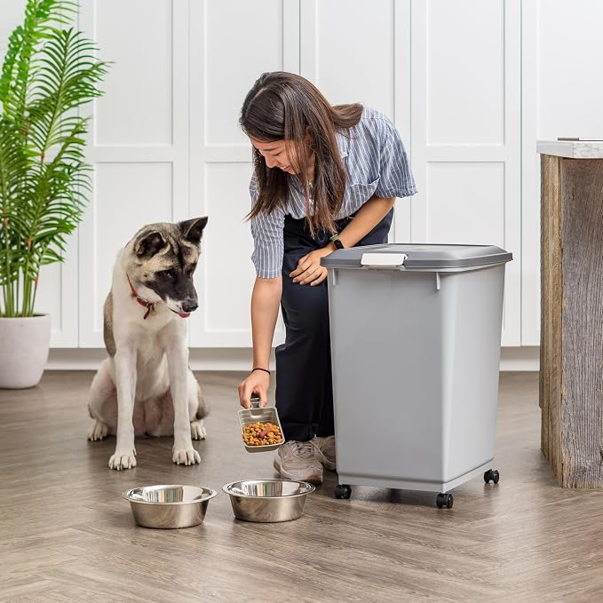 IRIS USA Dog Food Storage Container 54 lbs, Airtight Lid, 2-Cup Scoop, Double - Image 10