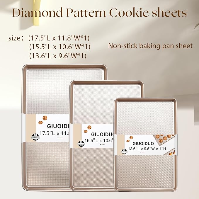 Baking Sheet Set of 3, Nonstick Heavy Duty Cookie Sheets - Image 3