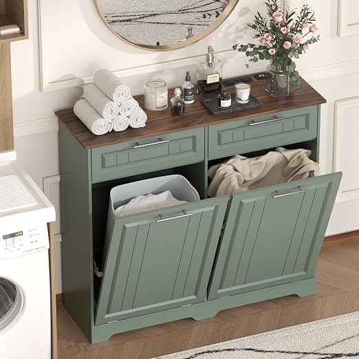 Double 10 Gallon Tilt Out Trash Can Cabinet - Image 7