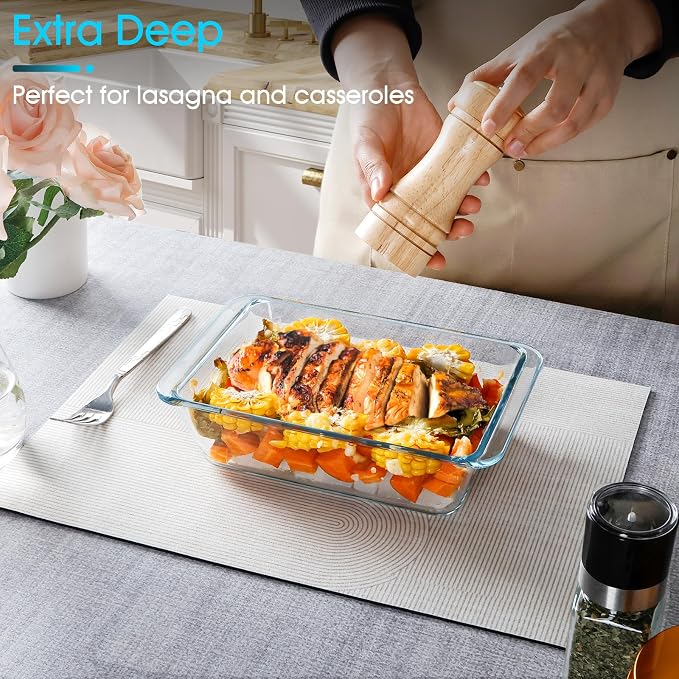 NUTRIUPS 1.4QT Rectangular Deep Glass Baking Dish, Glass Baking Pan - Image 6