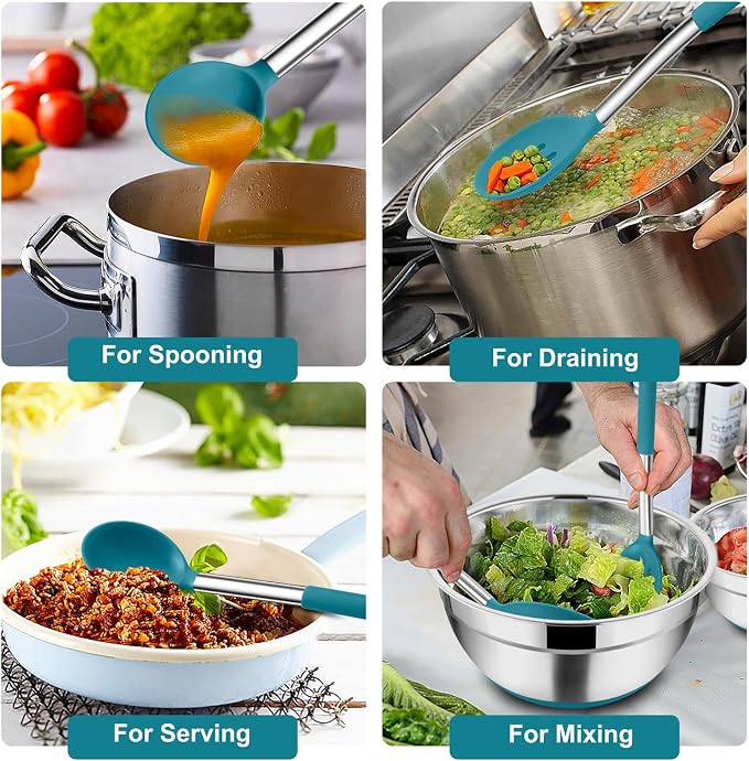 TeamFar Cooking Utensils Set, for Non-stick Cookware Flipping Frying Draining - Image 4