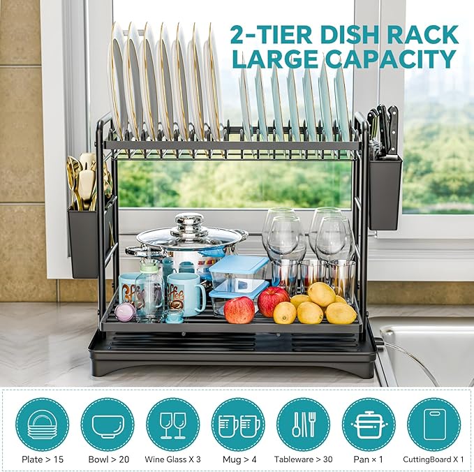 Simple Trending Dish Drying Rack, 2-Tier Dish Rack - Image 3