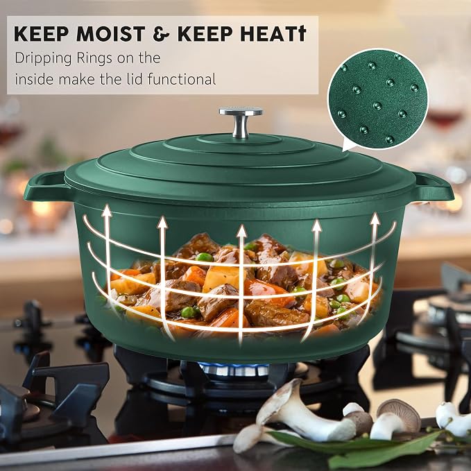 Large Dutch Oven Pot with Lid-7.5QT Cast Aluminum Oven Pot with Two Handles - Image 6
