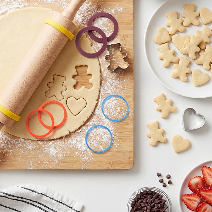 Rolling Pin Guide Rings, Reusable 8 Piece Set Baking Accessories to Precise - Image 7