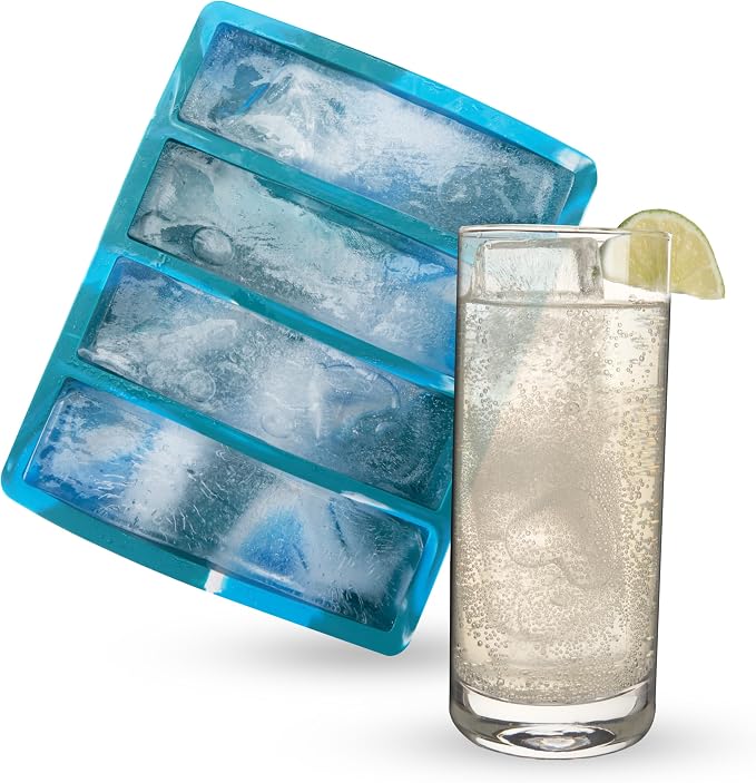 Host Ice Cube Tray, Makes Four 5-Inch Long Cubes, Durable Silicone Trays by HOST
