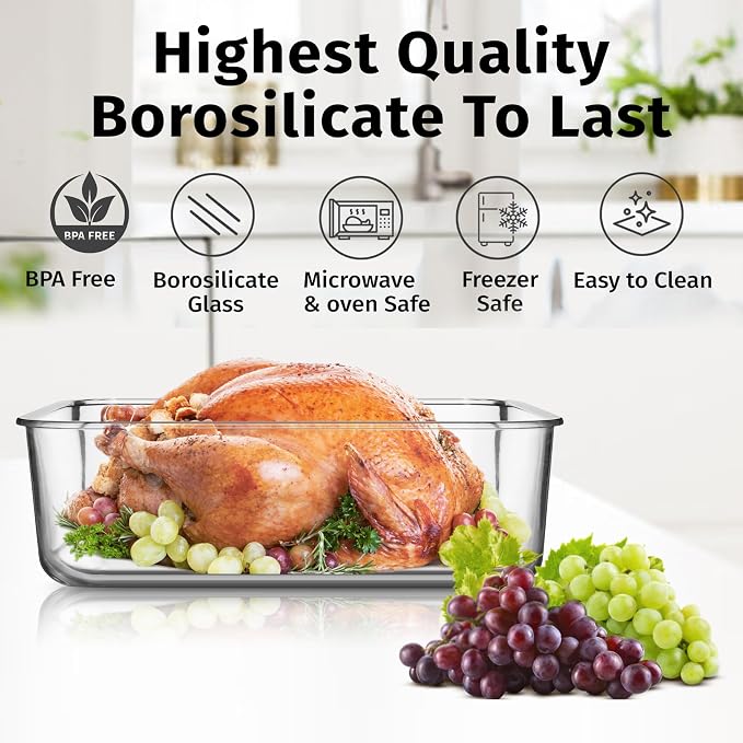 4800 ML / 163 oz / 21 Cup LARGE Glass Food Storage Container - Image 6