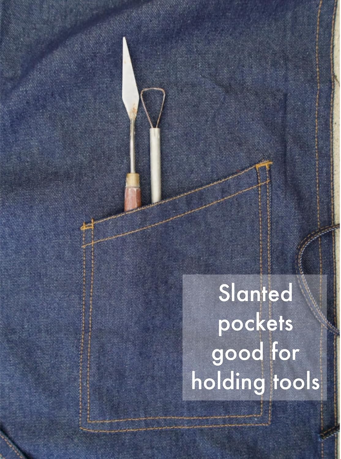 BLUE DENIM, the original split overlapped apron for potters, chefs