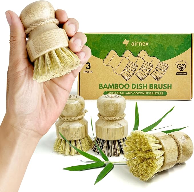 AIRNEX Bamboo Dish Brush Set of 3 by Airnex