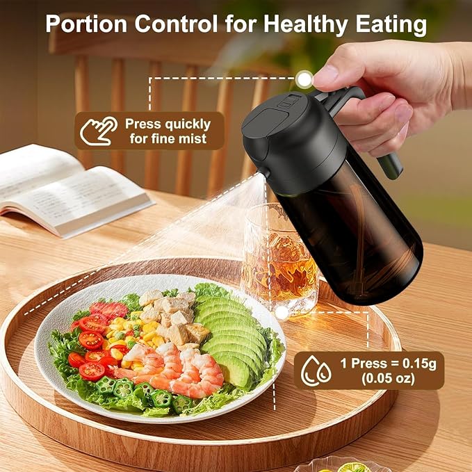LAKUMIQI 2 in 1 Oil Sprayer for Cooking, 16oz Olive Oil Dispenser Bottle for - Image 4