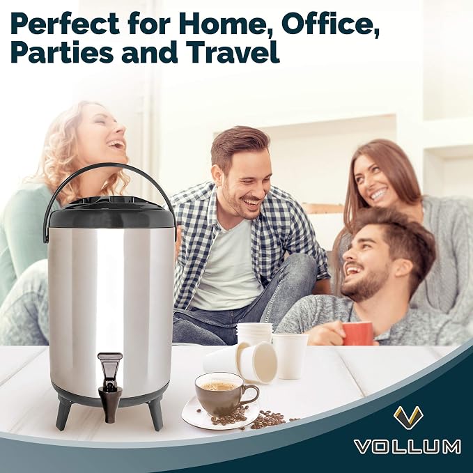 Vollum Stainless Steel Insulated Beverage Dispenser – Insulated Thermal Hot and - Image 6
