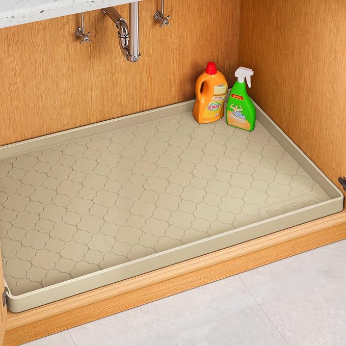 Jin&Bao Waterproof Under Sink Mat 40" x 22", Thick Silicone Mat Cabinet by Jin%26Bao