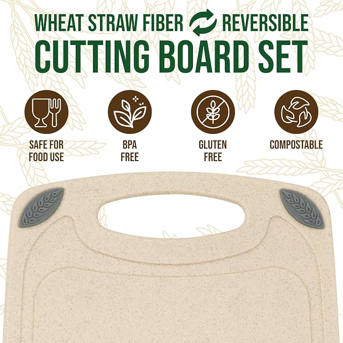 AXIOM CREATIONS 2-Piece Reversible Cutting Board Set Made from Natural Food - Image 3